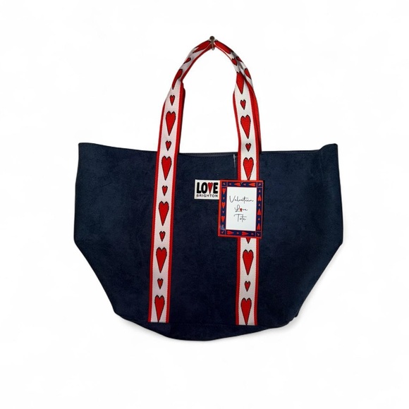 Brighton Handbags - Brighton Navy Tote with Red and White Heart-Strap